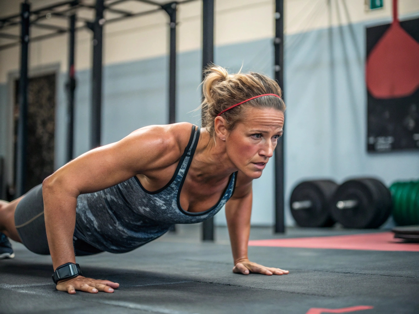 Emma under en CrossFit-träning på Trevaloniva